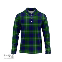 Scottish Oliphant Modern Tartan Long Sleeve Plaid Polo Shirt