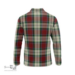 Scottish Rose White Dress Tartan Long Sleeve Plaid Polo Shirt