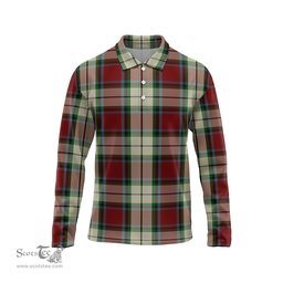 Scottish Rose White Dress Tartan Long Sleeve Plaid Polo Shirt
