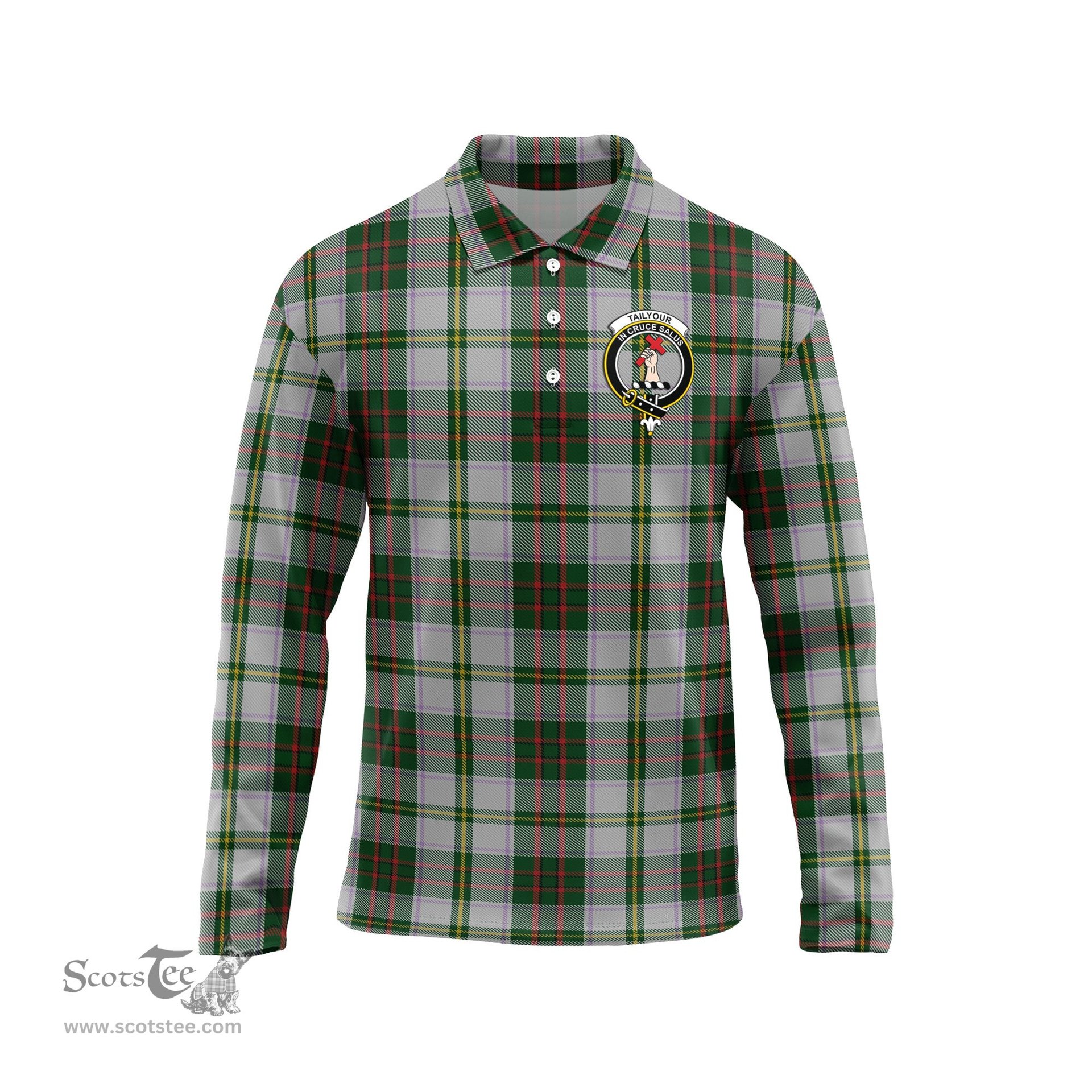 Scottish Taylor Dress Clan Crest Tartan Polo Long Sleeve Plaid Polo Shirt