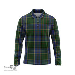 Scottish MacMillan Hunting Tartan Long Sleeve Plaid Polo Shirt