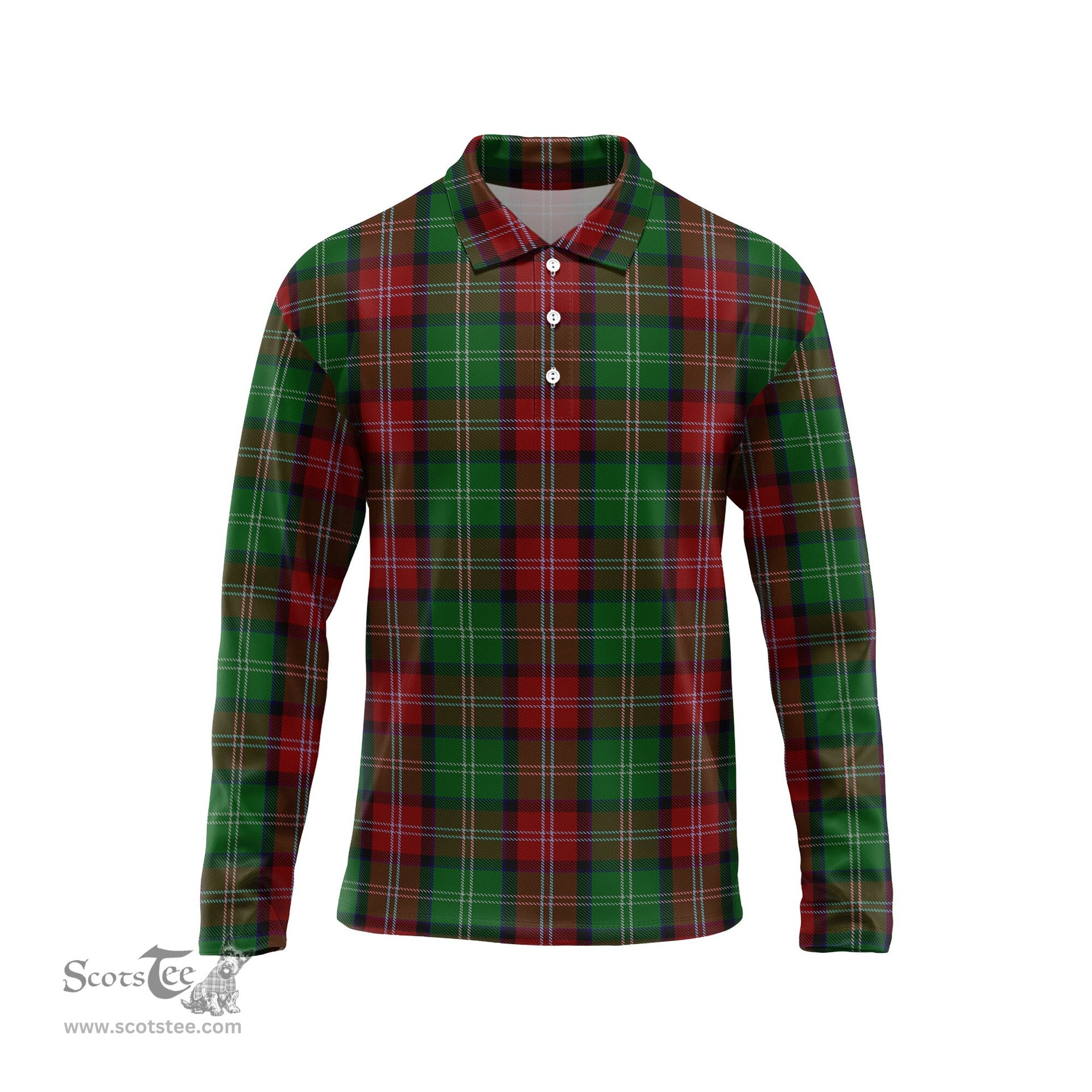 Scottish Sawyer Tartan Long Sleeve Plaid Polo Shirt