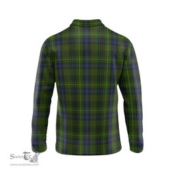 Scottish Stewart Hunting Clan Crest Tartan Polo Long Sleeve Plaid Polo Shirt