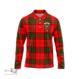 Scottish Maxtone Clan Crest Tartan Polo Long Sleeve Plaid Polo Shirt