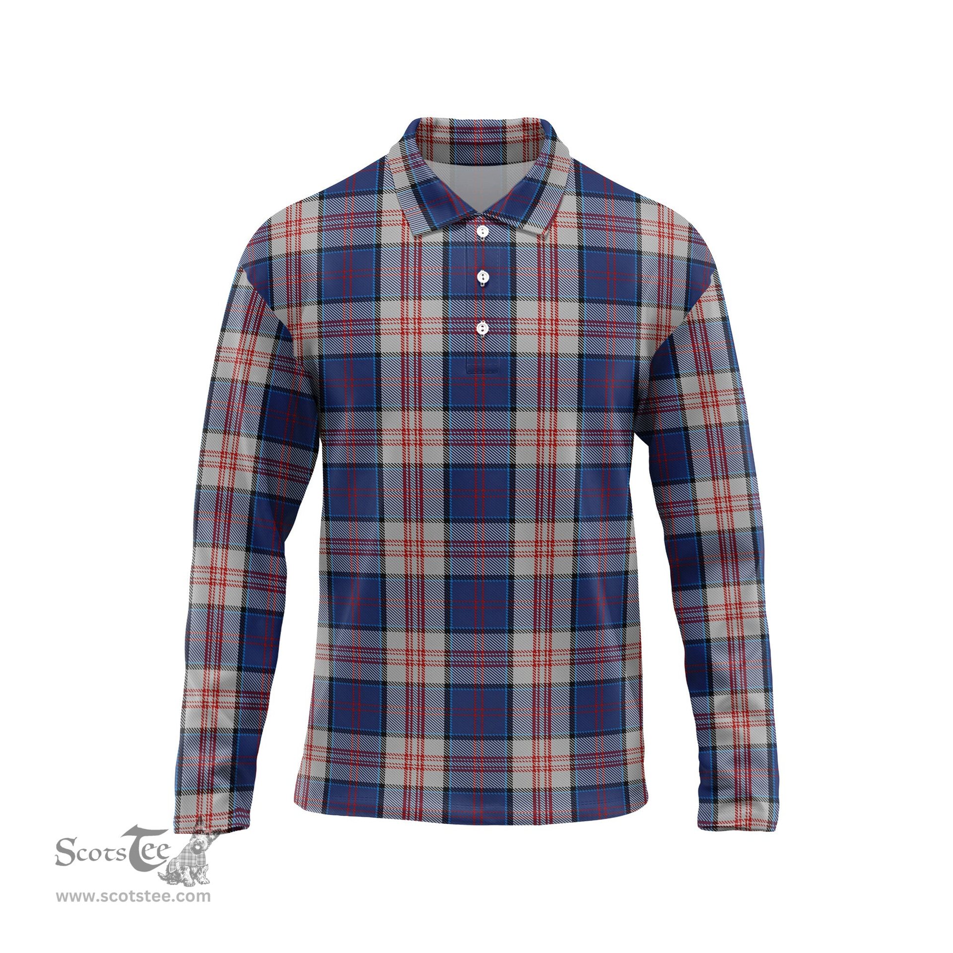 Scottish Stewart of Appin Hunting Dress Tartan Long Sleeve Plaid Polo Shirt