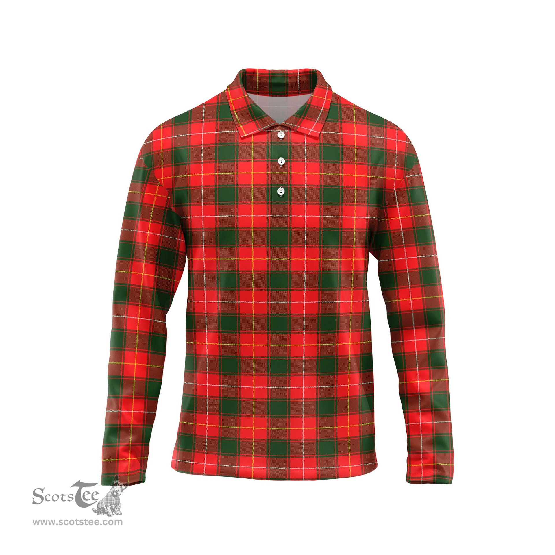 Scottish MacFie Modern Tartan Long Sleeve Plaid Polo Shirt