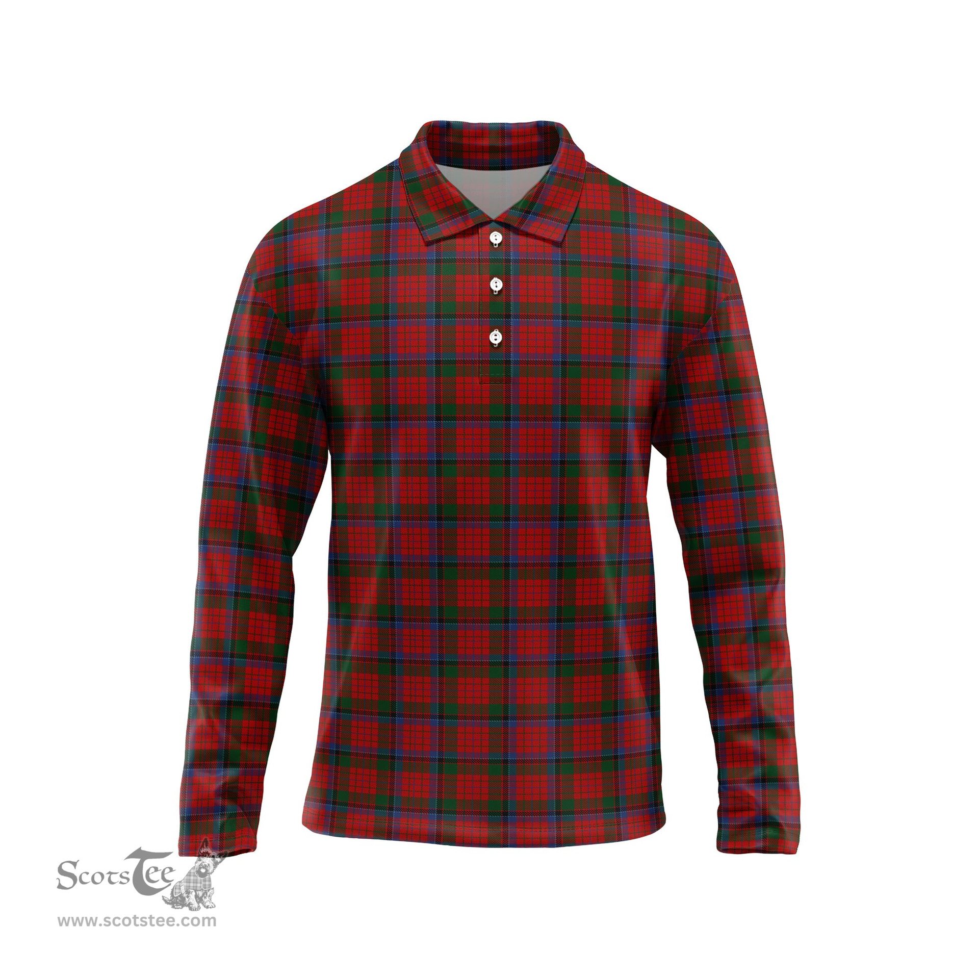 Scottish Nicolson Tartan Long Sleeve Plaid Polo Shirt