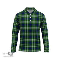 Scottish Purves Tartan Long Sleeve Plaid Polo Shirt