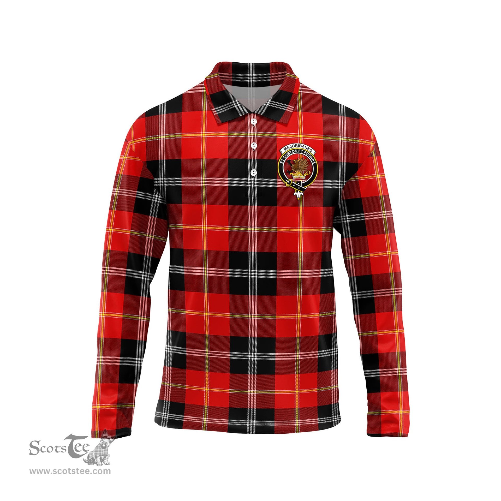 Scottish Majoribanks Clan Crest Tartan Polo Long Sleeve Plaid Polo Shirt