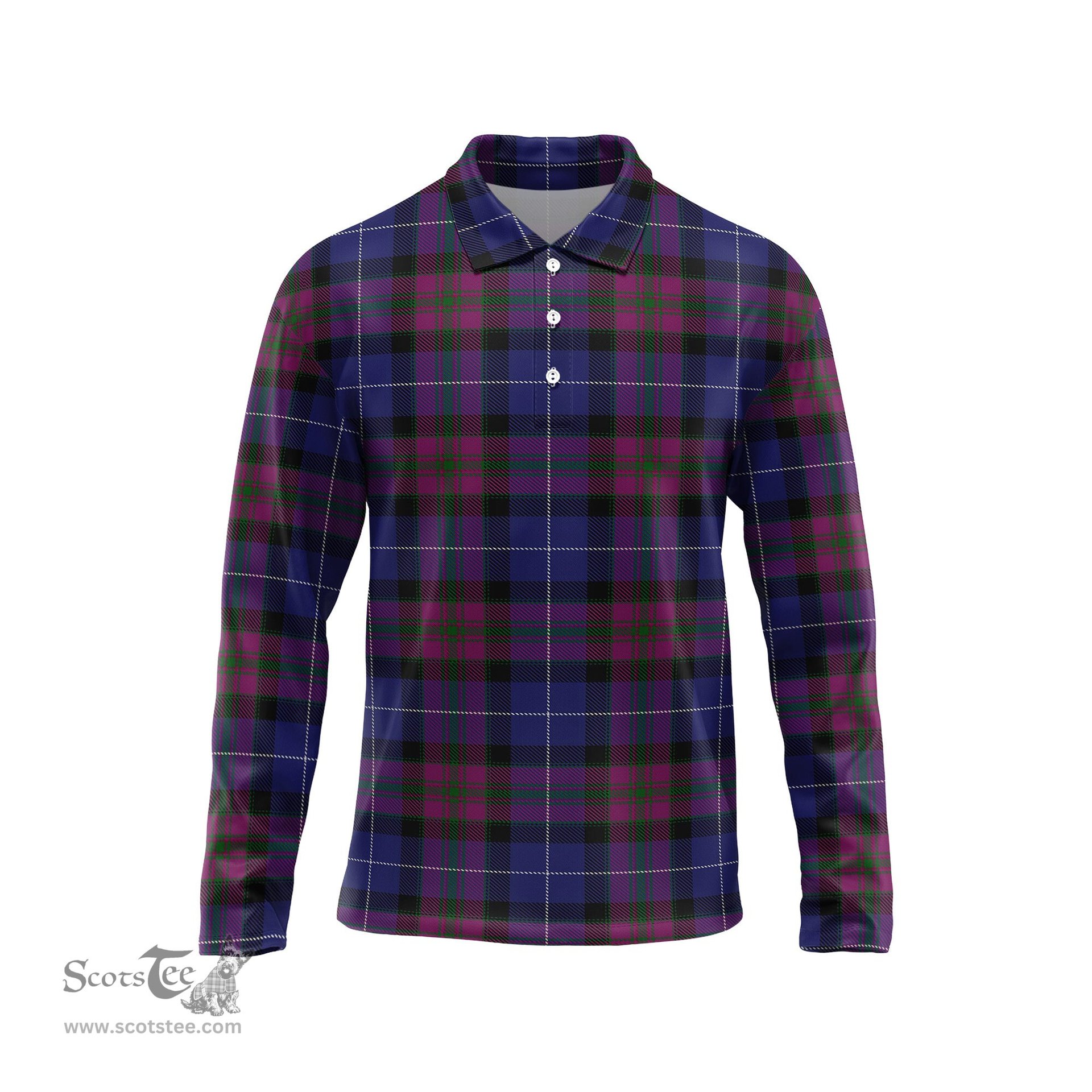 Scottish Pride of Scotland Tartan Long Sleeve Plaid Polo Shirt