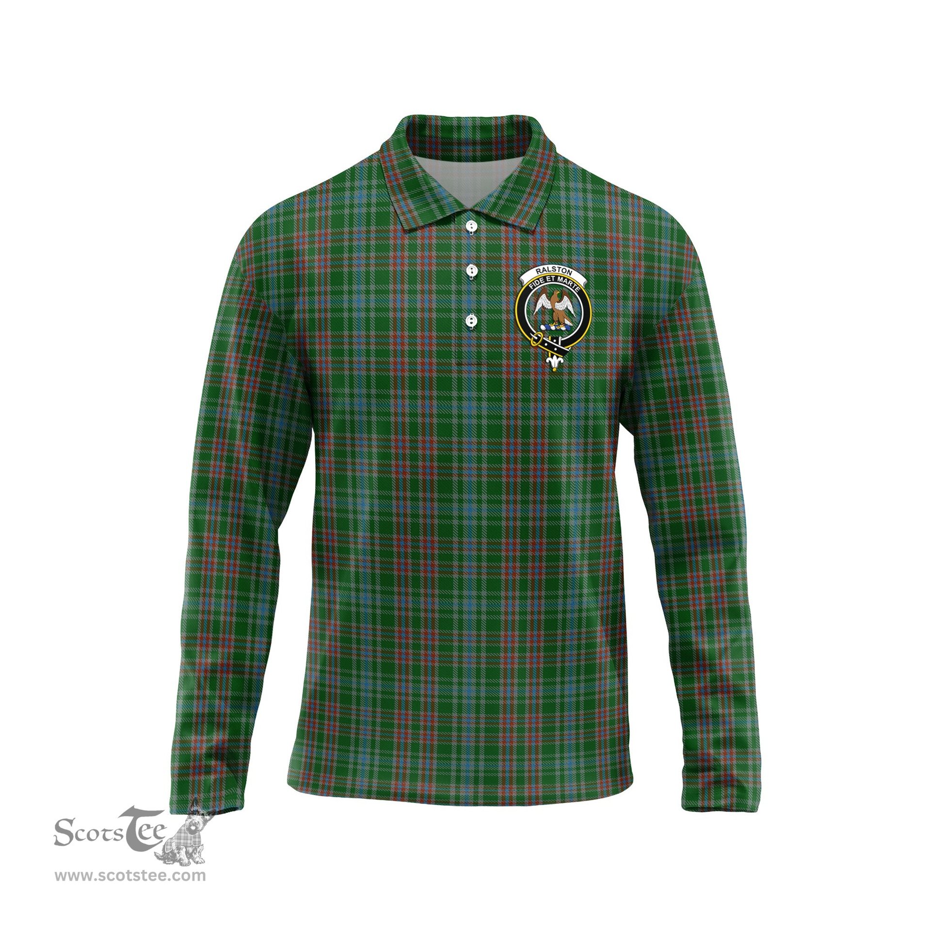 Scottish Ralston USA Clan Crest Tartan Polo Long Sleeve Plaid Polo Shirt