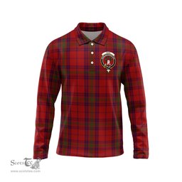 Scottish Ross Old Clan Crest Tartan Polo Long Sleeve Plaid Polo Shirt