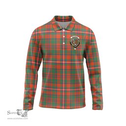 Scottish MacKinnon Ancient Clan Crest Tartan Polo Long Sleeve Plaid Polo Shirt