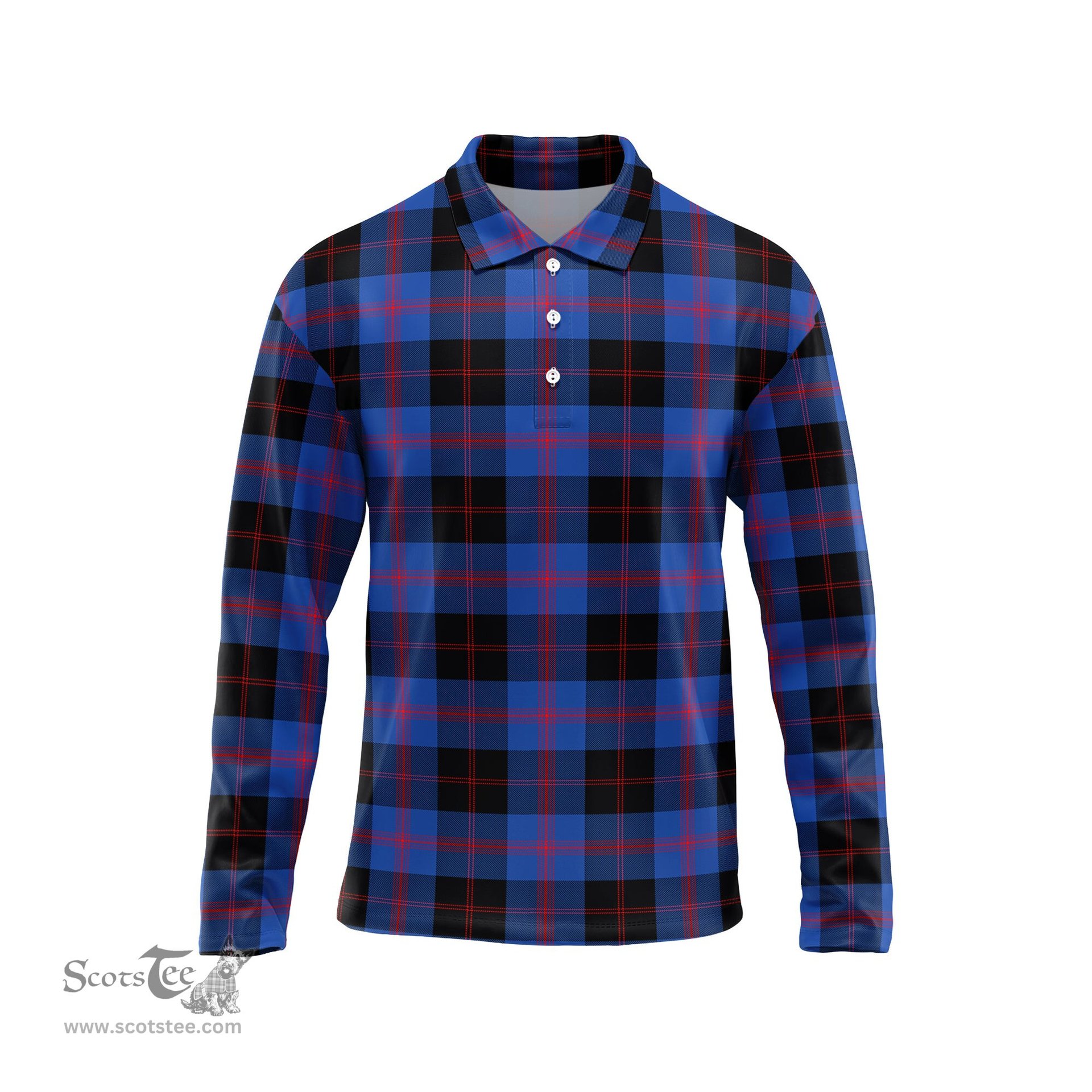 Scottish Maule Tartan Long Sleeve Plaid Polo Shirt