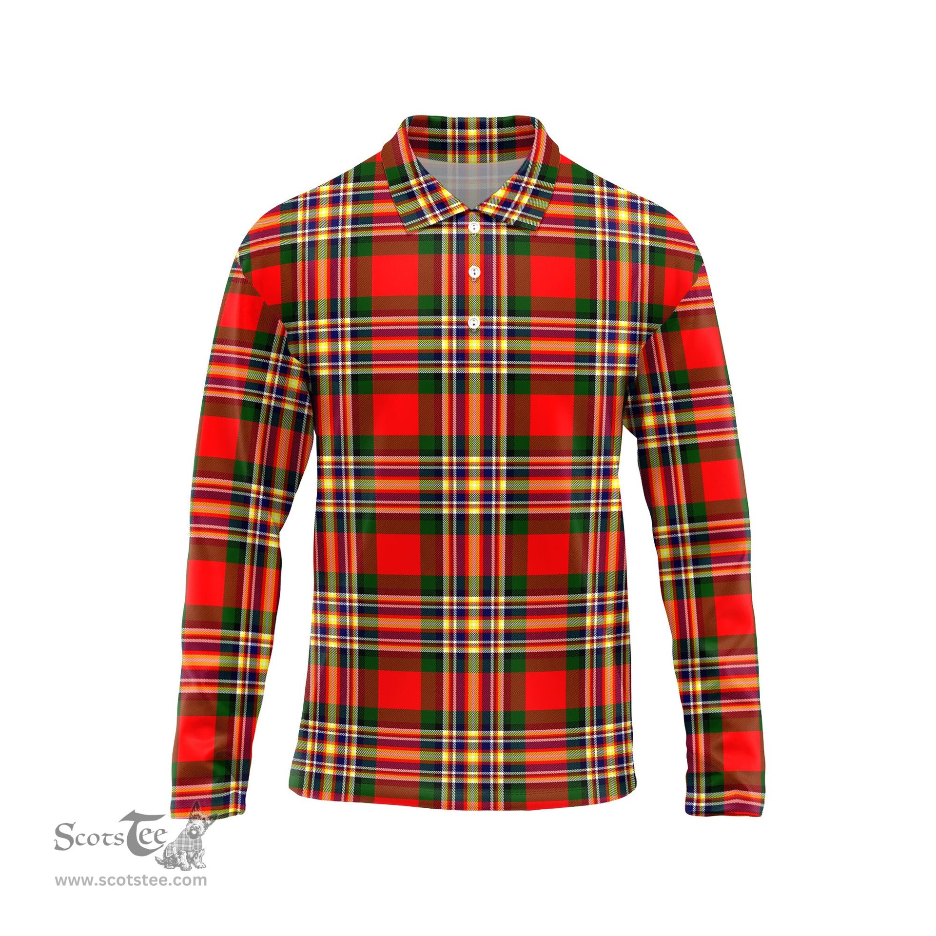 Scottish MacGill Modern Tartan Long Sleeve Plaid Polo Shirt