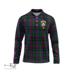 Scottish MacLachlan Hunting Clan Crest Tartan Polo Long Sleeve Plaid Polo Shirt