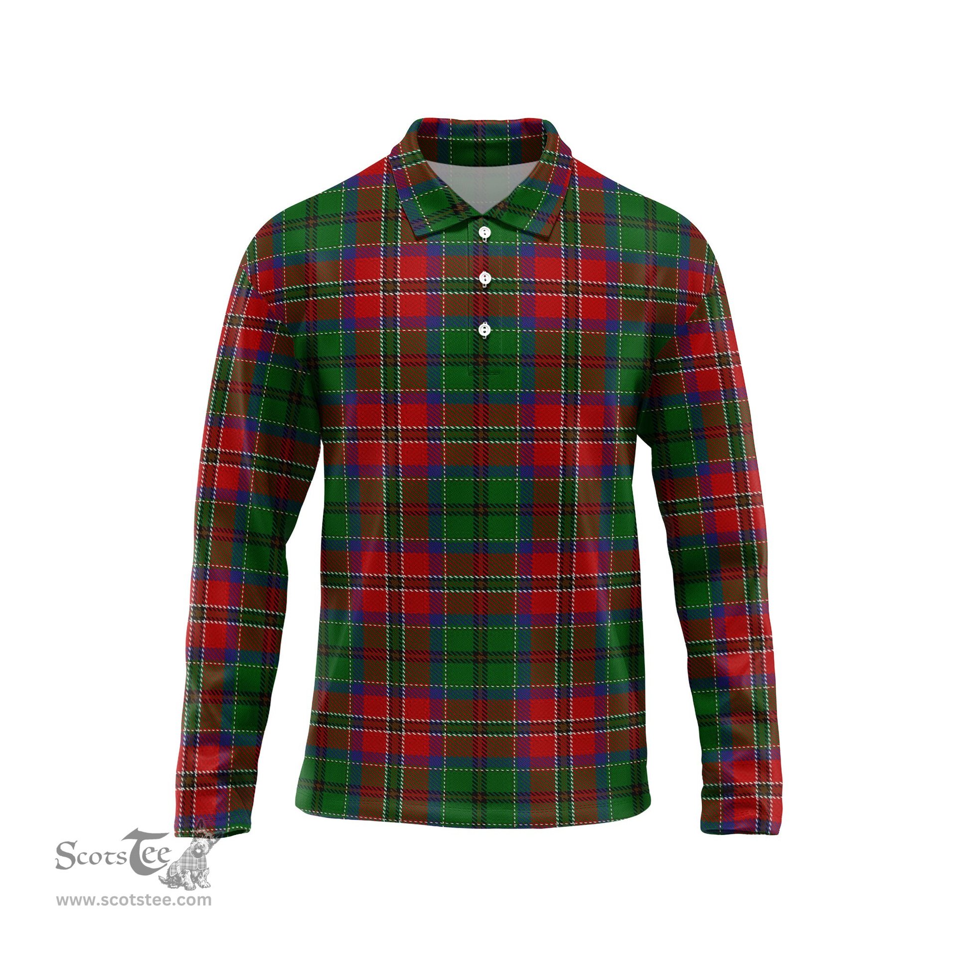 Scottish MacCulloch Tartan Long Sleeve Plaid Polo Shirt