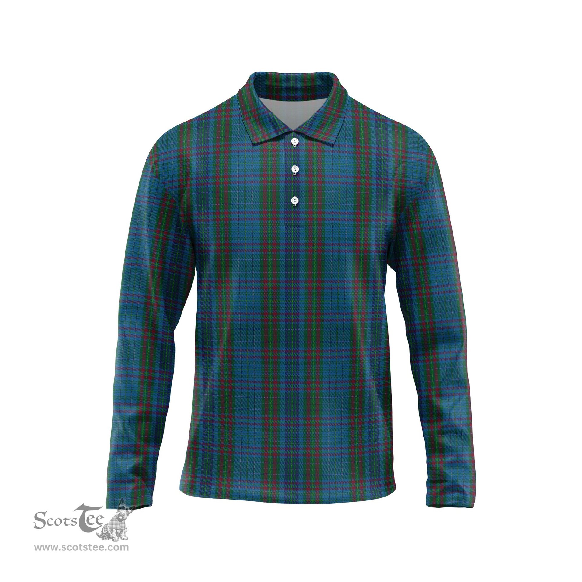 Scottish Watkins of Wales Tartan Long Sleeve Plaid Polo Shirt