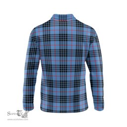 Scottish MacKay Blue Clan Crest Tartan Polo Long Sleeve Plaid Polo Shirt