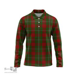 Scottish Strange Tartan Long Sleeve Plaid Polo Shirt