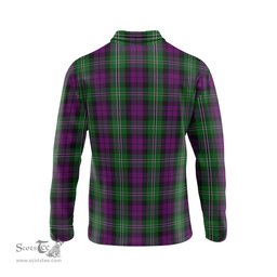 Scottish Wilson Clan Crest Tartan Polo Long Sleeve Plaid Polo Shirt