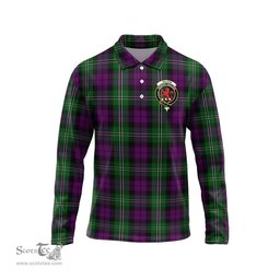 Scottish Wilson Clan Crest Tartan Polo Long Sleeve Plaid Polo Shirt