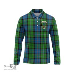 Scottish Stirling Clan Crest Tartan Polo Long Sleeve Plaid Polo Shirt
