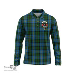 Scottish MacLeod Green Clan Crest Tartan Polo Long Sleeve Plaid Polo Shirt