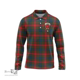 Scottish Wilson Modern Clan Crest Tartan Polo Long Sleeve Plaid Polo Shirt