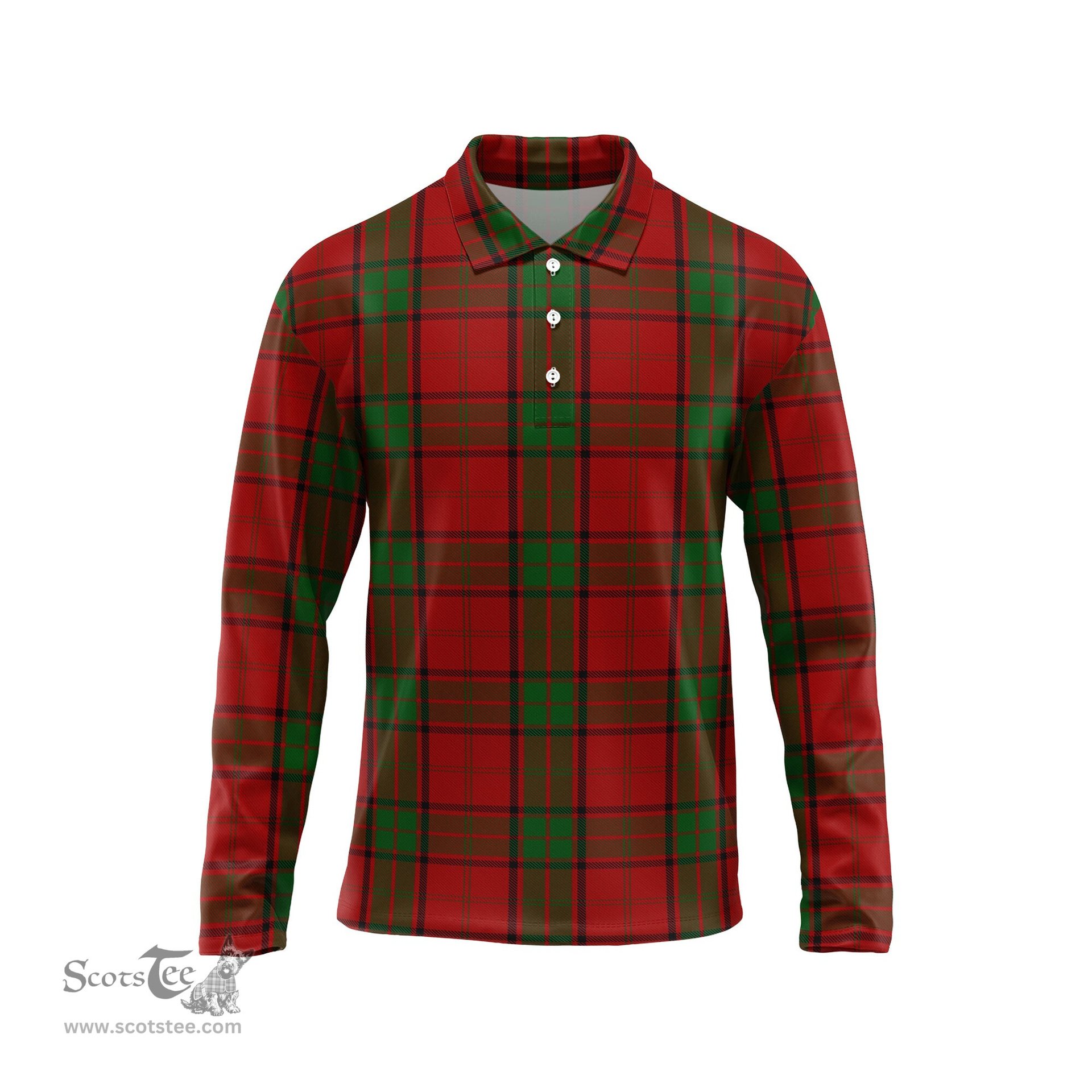 Scottish Maxwell Tartan Long Sleeve Plaid Polo Shirt