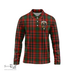 Scottish MacInnes Hastie Clan Crest Tartan Polo Long Sleeve Plaid Polo Shirt