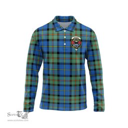 Scottish MacLeod of Harris Ancient Clan Crest Tartan Polo Long Sleeve Plaid Polo Shirt