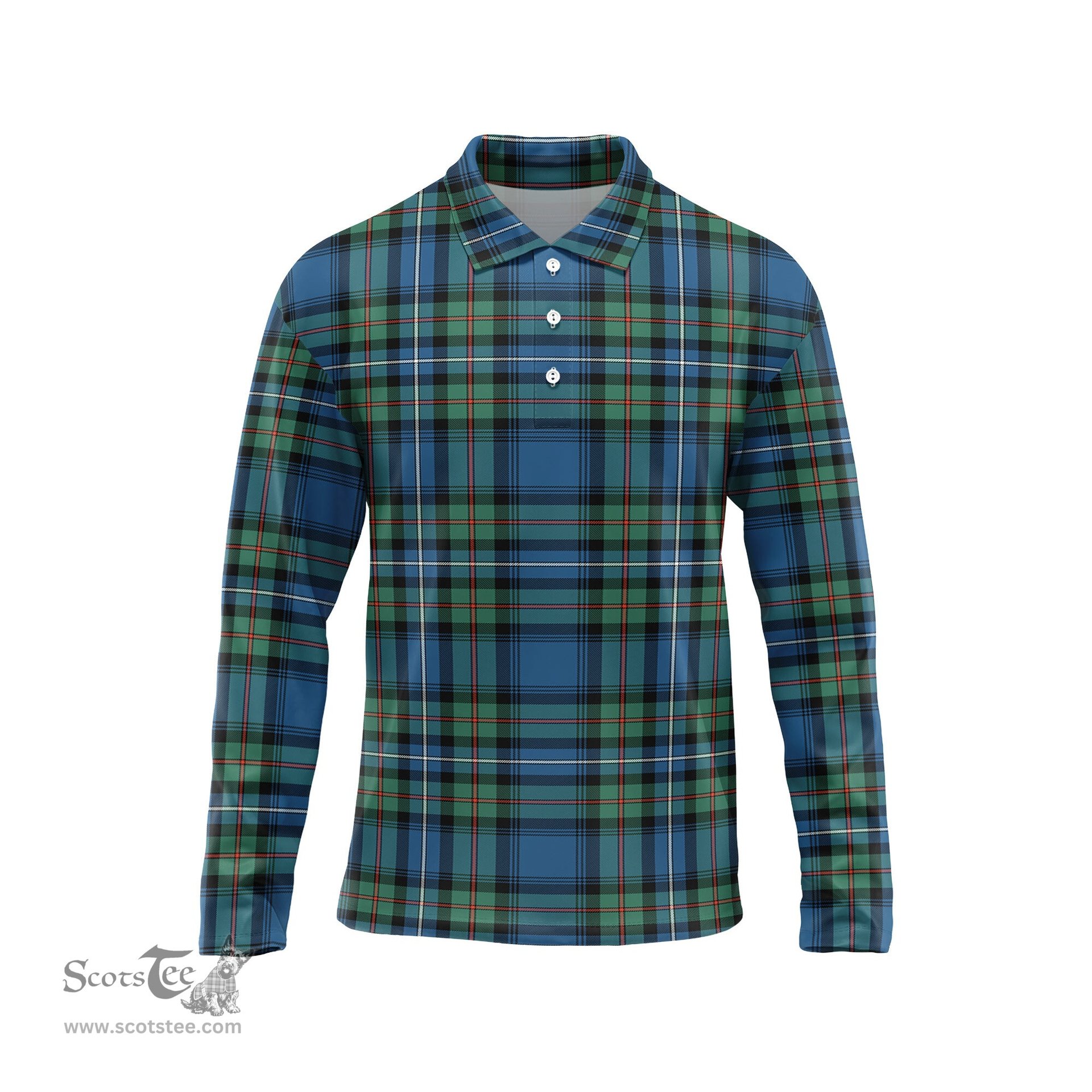 Scottish Robertson Hunting Ancient Tartan Long Sleeve Plaid Polo Shirt