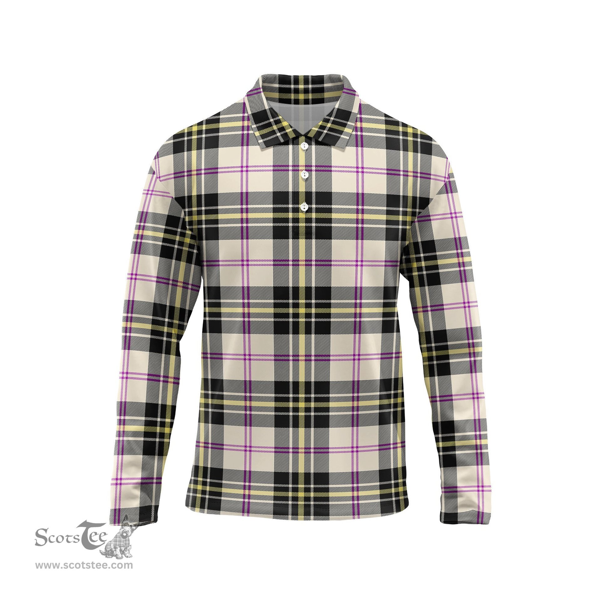 Scottish MacPherson Dress Ancient Tartan Long Sleeve Plaid Polo Shirt