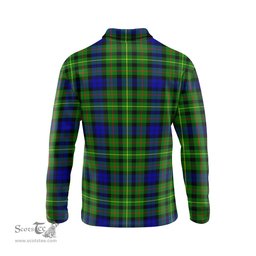 Scottish Rollo Modern Clan Crest Tartan Polo Long Sleeve Plaid Polo Shirt