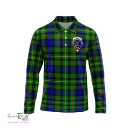 Scottish Rollo Modern Clan Crest Tartan Polo Long Sleeve Plaid Polo Shirt