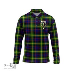 Scottish Watson Modern Clan Crest Tartan Polo Long Sleeve Plaid Polo Shirt