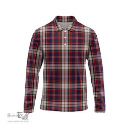 Scottish MacFarlane Dress Tartan Long Sleeve Plaid Polo Shirt