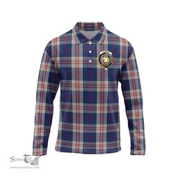 Scottish Stewart of Appin Hunting Dress Clan Crest Tartan Polo Long Sleeve Plaid Polo Shirt