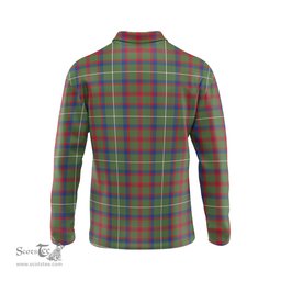 Scottish Shaw Green Modern Tartan Long Sleeve Plaid Polo Shirt