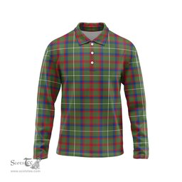 Scottish Shaw Green Modern Tartan Long Sleeve Plaid Polo Shirt
