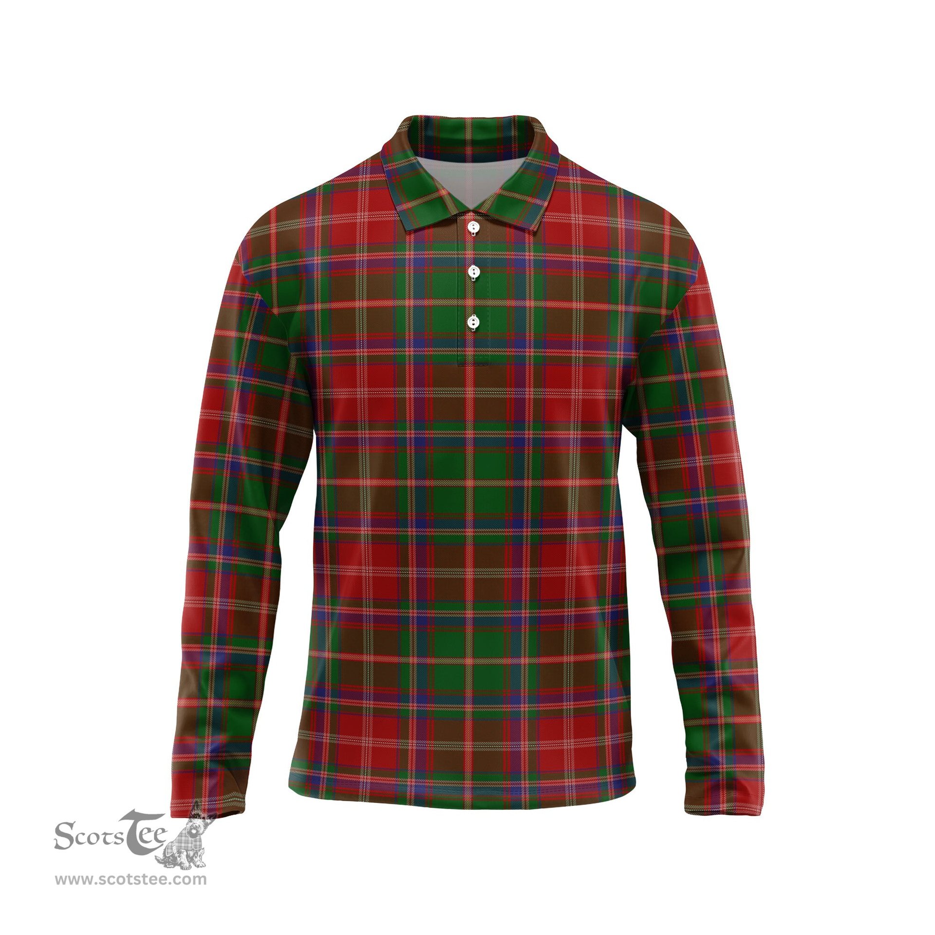 Scottish Somerville Tartan Long Sleeve Plaid Polo Shirt