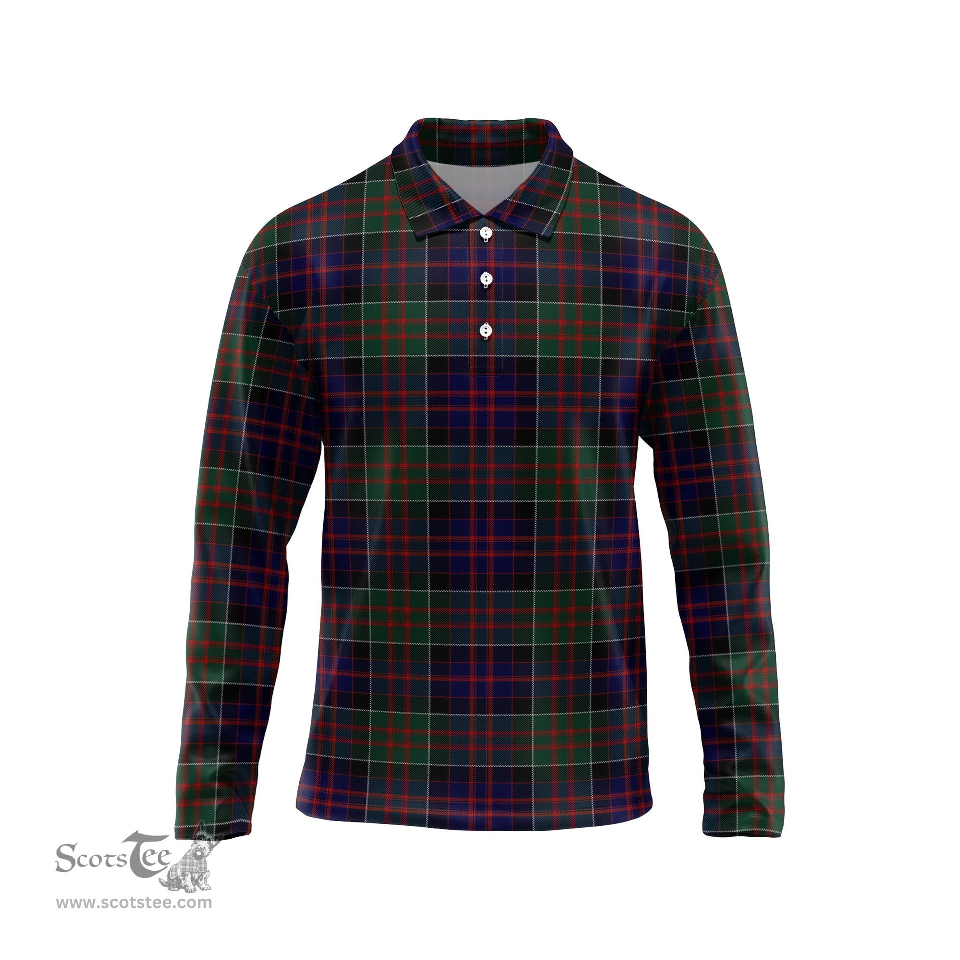 Scottish MacDonald of Clan Ranald Tartan Long Sleeve Plaid Polo Shirt