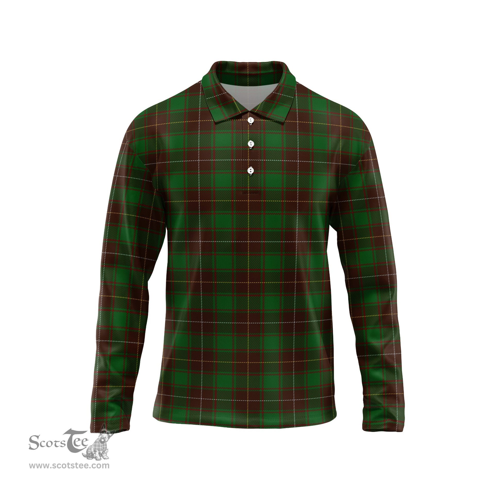 Scottish MacFie Hunting Tartan Long Sleeve Plaid Polo Shirt