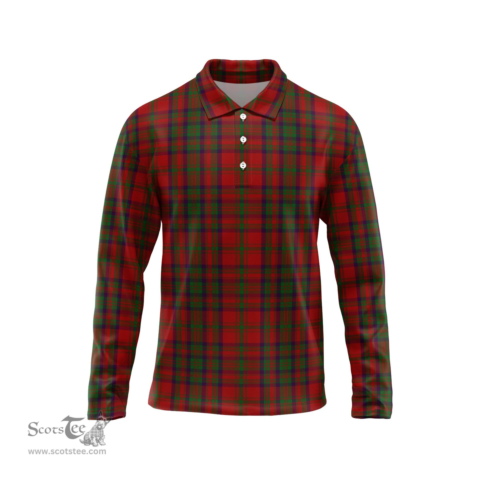 Scottish Matheson Dress Tartan Long Sleeve Plaid Polo Shirt