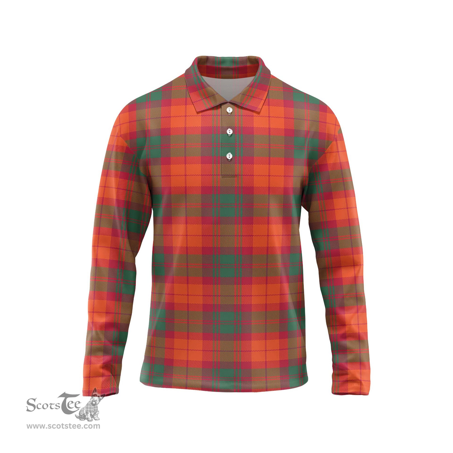 Scottish MacNab Ancient Tartan Long Sleeve Plaid Polo Shirt
