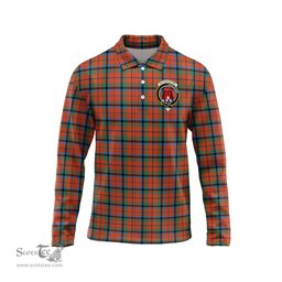 Scottish MacNaughton Ancient Clan Crest Tartan Polo Long Sleeve Plaid Polo Shirt