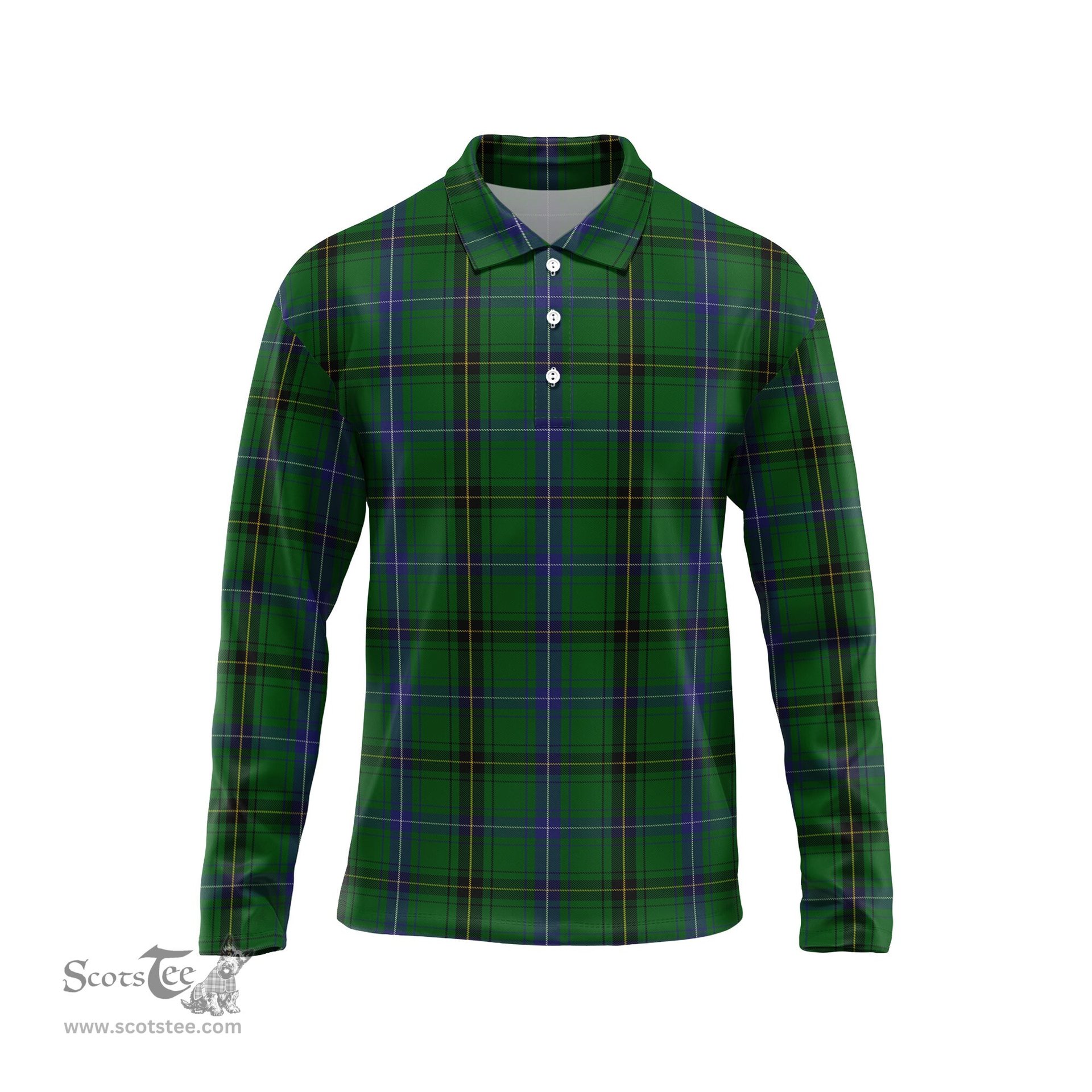 Scottish MacKendrick Tartan Long Sleeve Plaid Polo Shirt