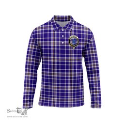 Scottish Ochterlony Clan Crest Tartan Polo Long Sleeve Plaid Polo Shirt