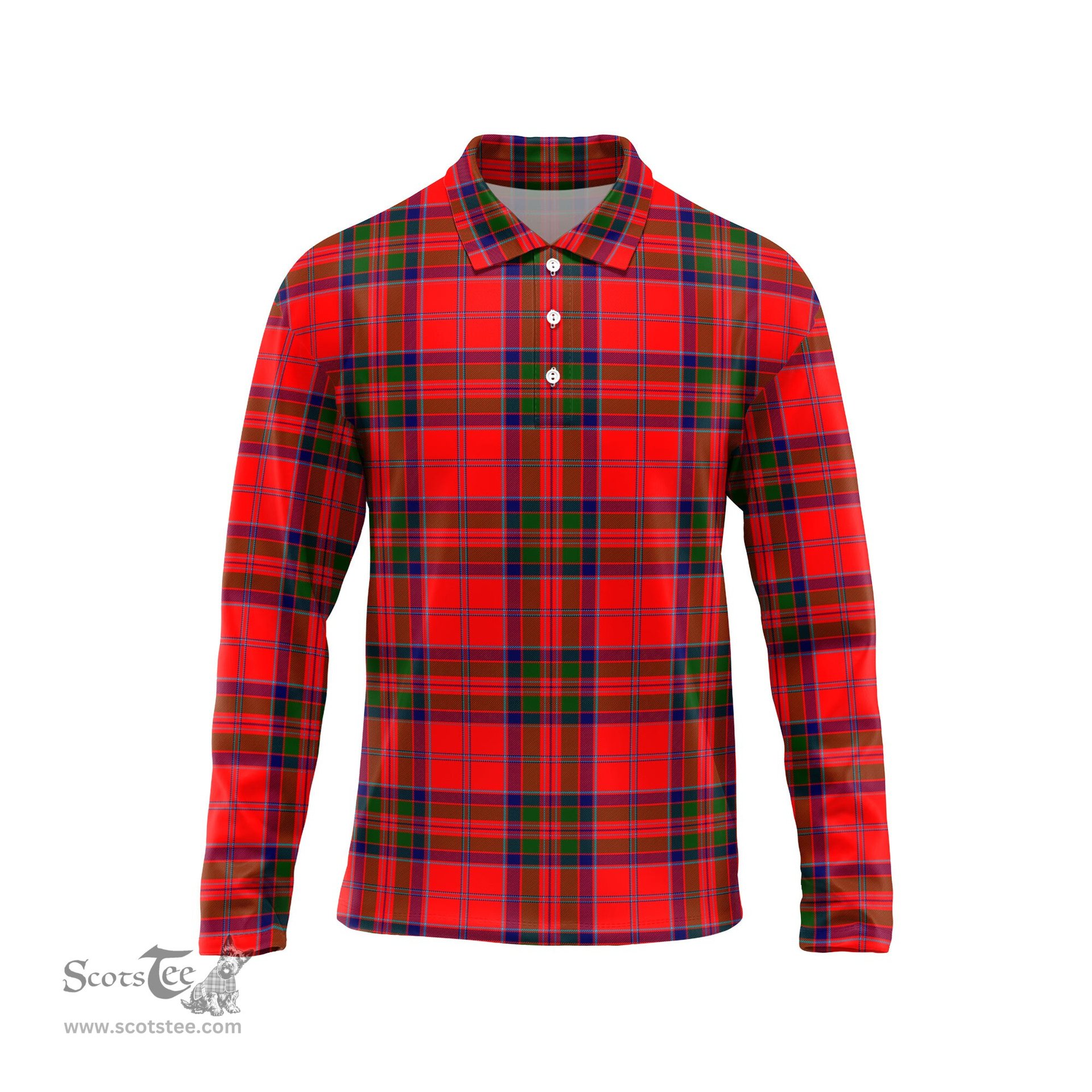 Scottish MacGillivray Modern Tartan Long Sleeve Plaid Polo Shirt
